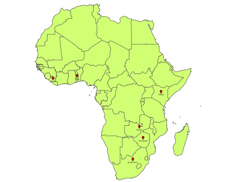 Africa map showing our work locations